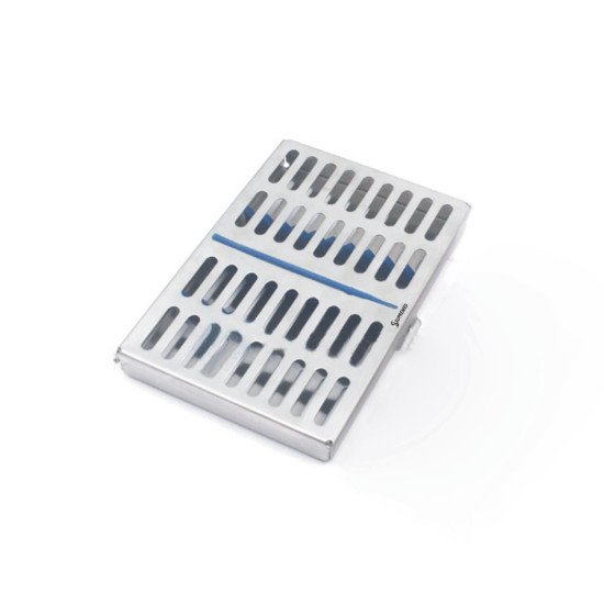 STERILIZATION CASSETTES FOR 20 INSTRUMENTS HINGED BUTTON BLUE 